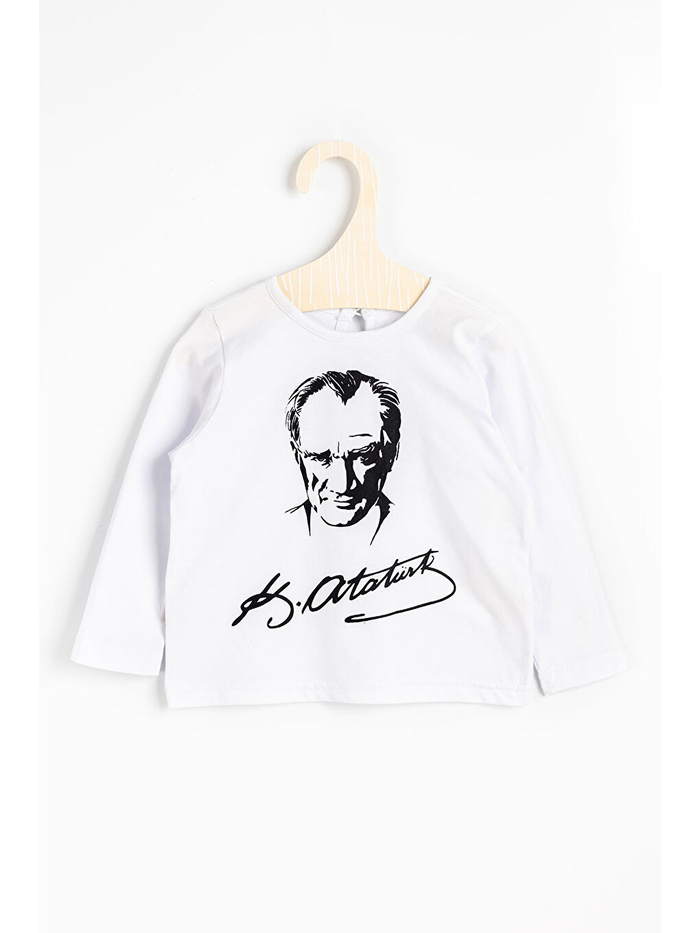Beyaz Atatürk Baskılı Kız Çocuk Tişört-4