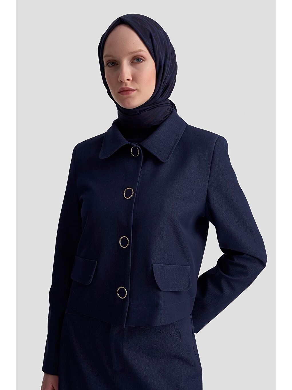 Blazer Ceketli Lyocell Takım 25Kd1706 Lacivert-3