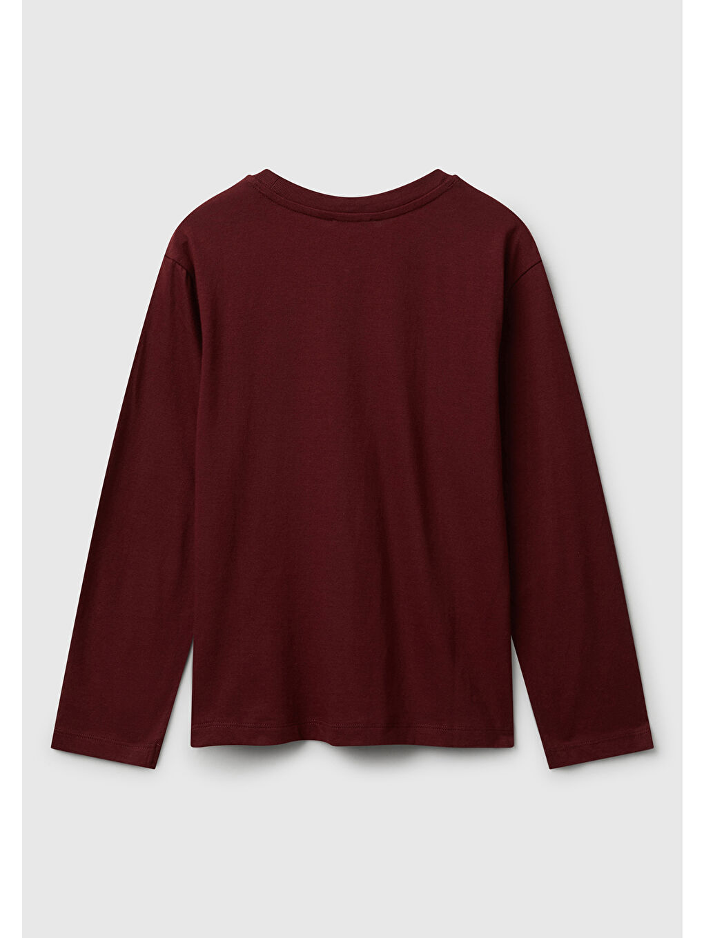 Erkek Çocuk Bordo Önü Logo Baskılı Bisiklet Yaka Jarse Uzun Kollu T-shirt-1