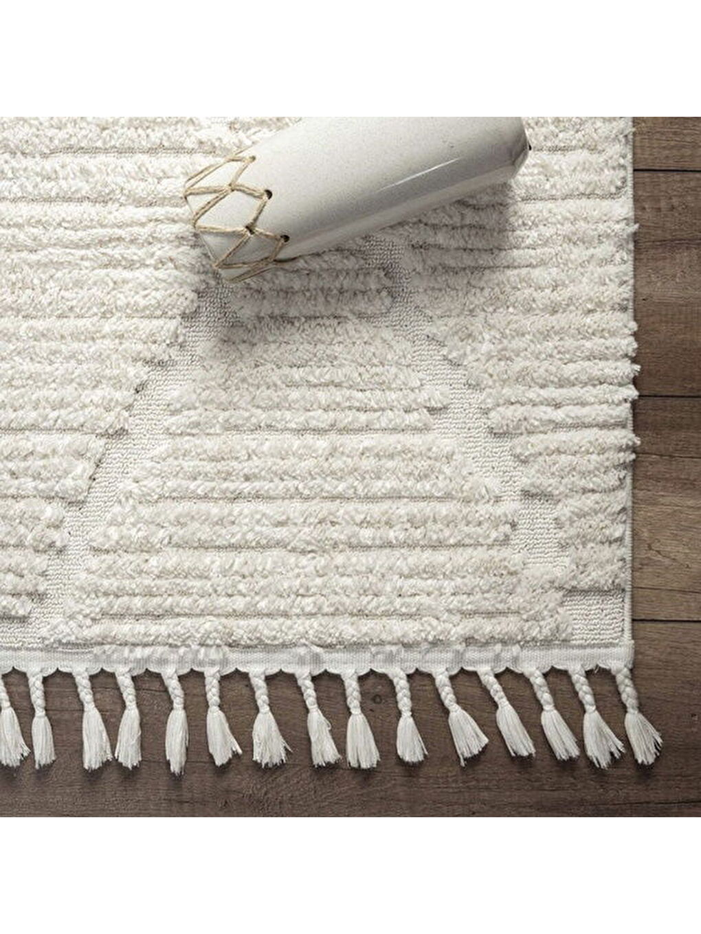 Ekru Bilbao Bright White Modern İskandinav Halı - Krem - 120x180 cm-1