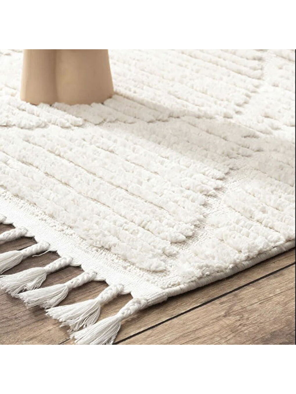 Ekru Bilbao Bright White Modern İskandinav Halı - Krem - 120x180 cm-2