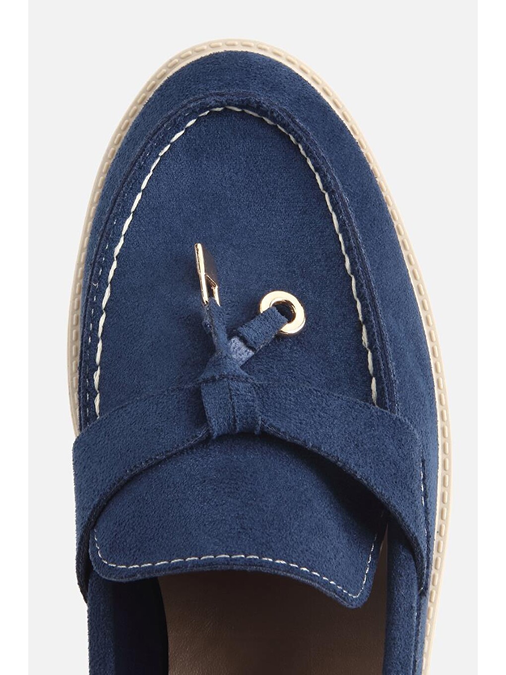 Kadın Lacivert Süet Püsküllü Günlük Loafer-4