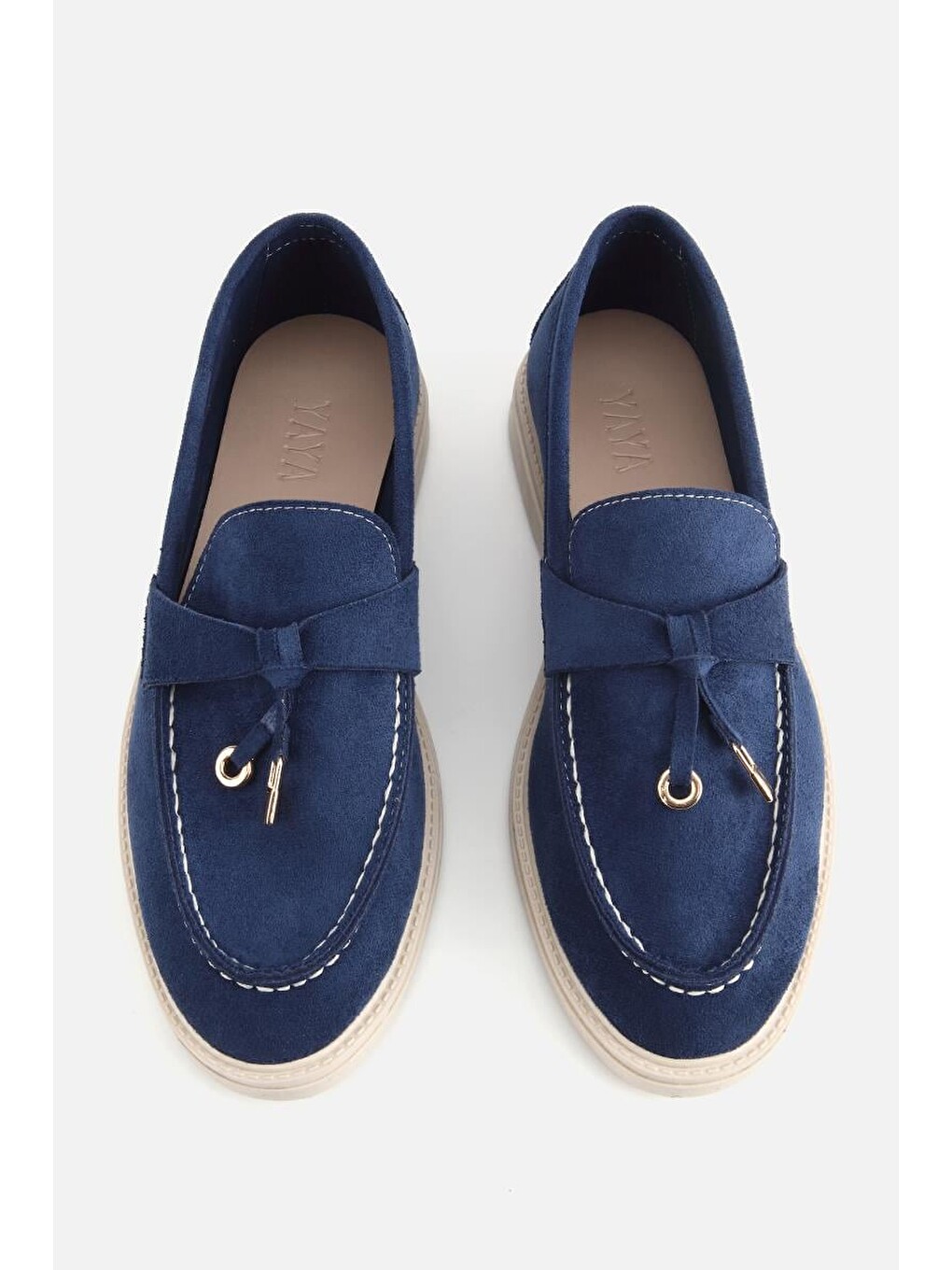 Kadın Lacivert Süet Püsküllü Günlük Loafer-5