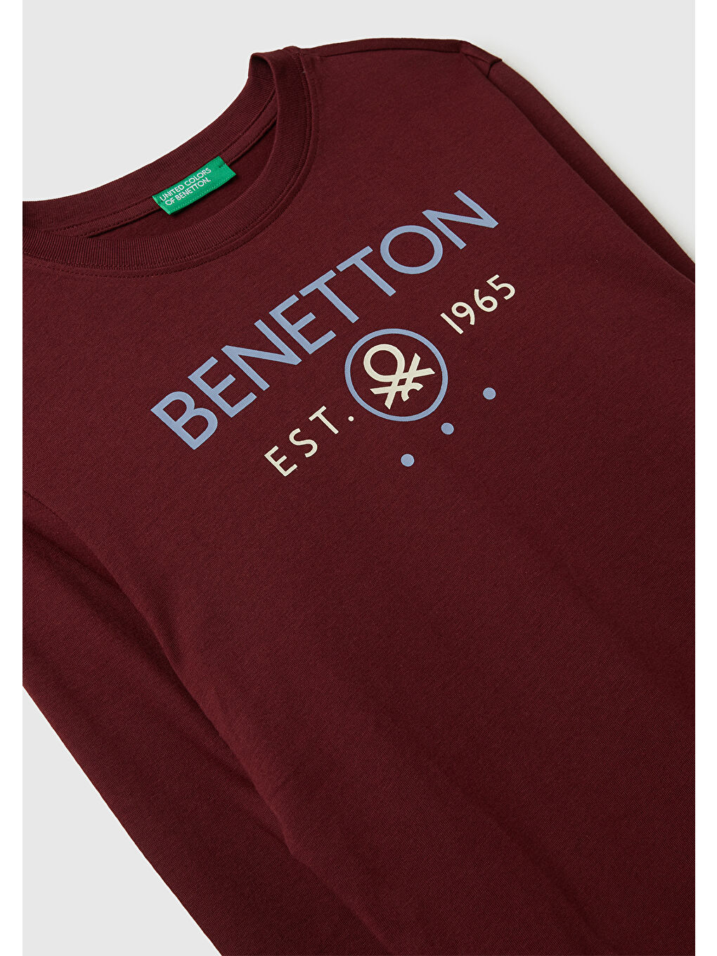 Erkek Çocuk Bordo Önü Logo Baskılı Bisiklet Yaka Jarse Uzun Kollu T-shirt-2