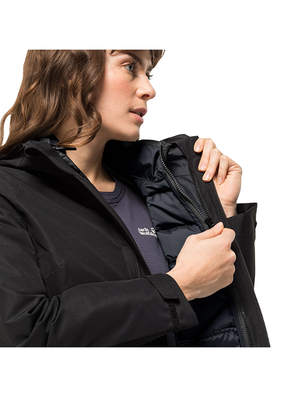 Siyah Tundra Down Kadın Outdoor Mont-3