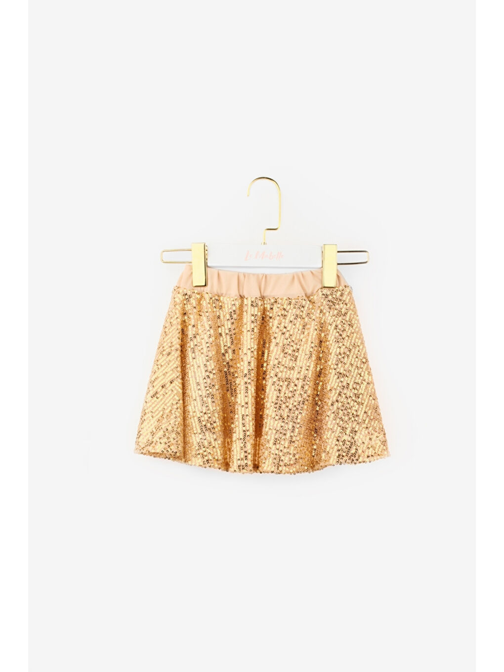 Sarı Altın Pul Payetli Kız Çocuk İkili Takım - Larina-5