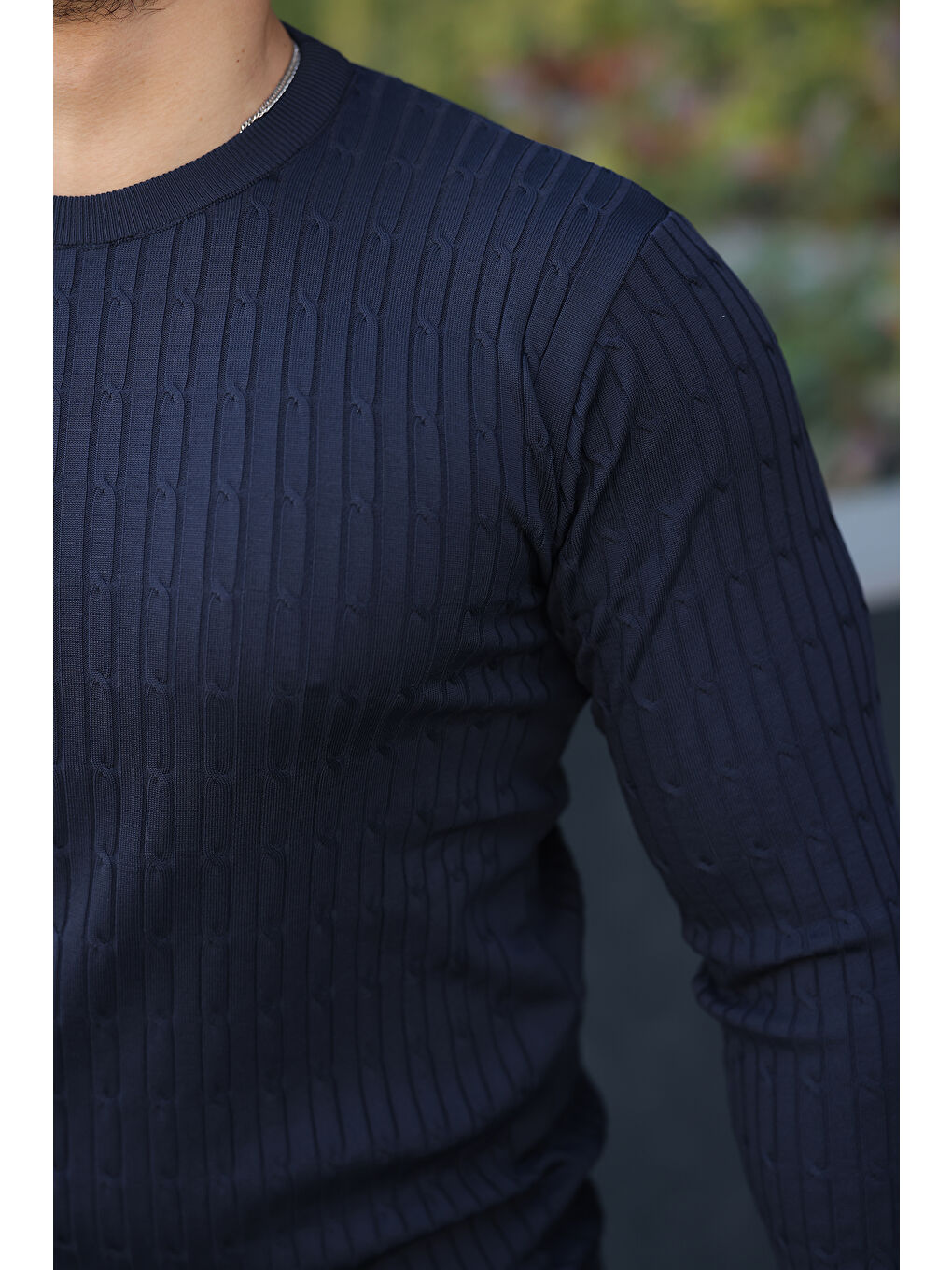 Erkek Bisiklet Yaka Uzun Kollu Lacivert Triko Kazak-2