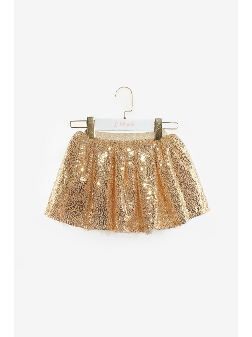 Sarı Altın Üzeri Pullu Kız Çocuk Etek - Gracie-2