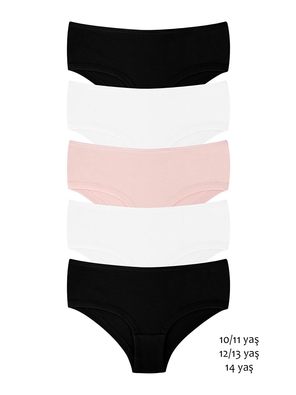 Siyah Kız Çocuk Hipster Külot 5'li Paket