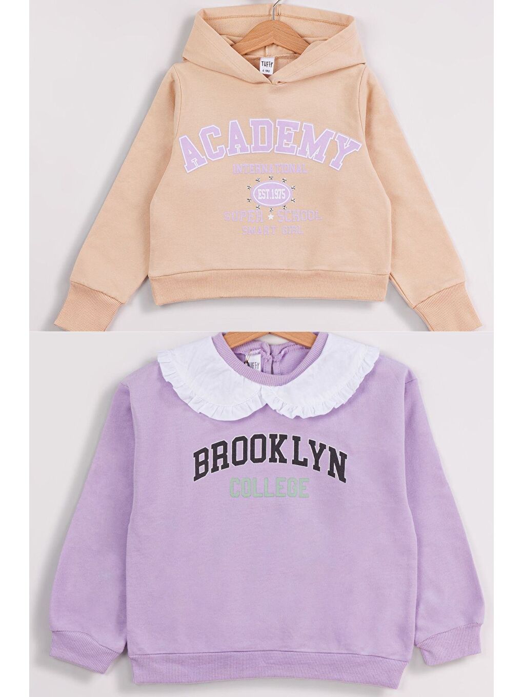 MİSSTUFFY Lila Kız Çocuk 2'li Paket Basic Sweatshirt