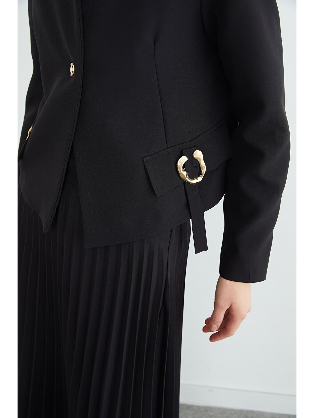 Siyah Fullamodest Toka Detaylı Etekli 2 Li Takım-3
