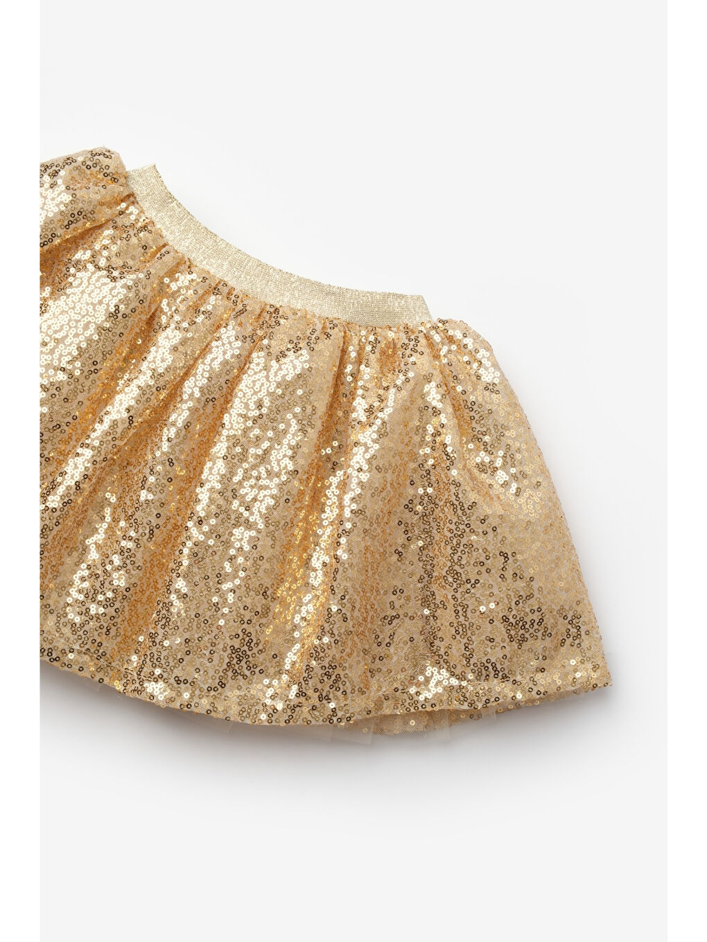 Sarı Altın Üzeri Pullu Kız Çocuk Etek - Gracie-4