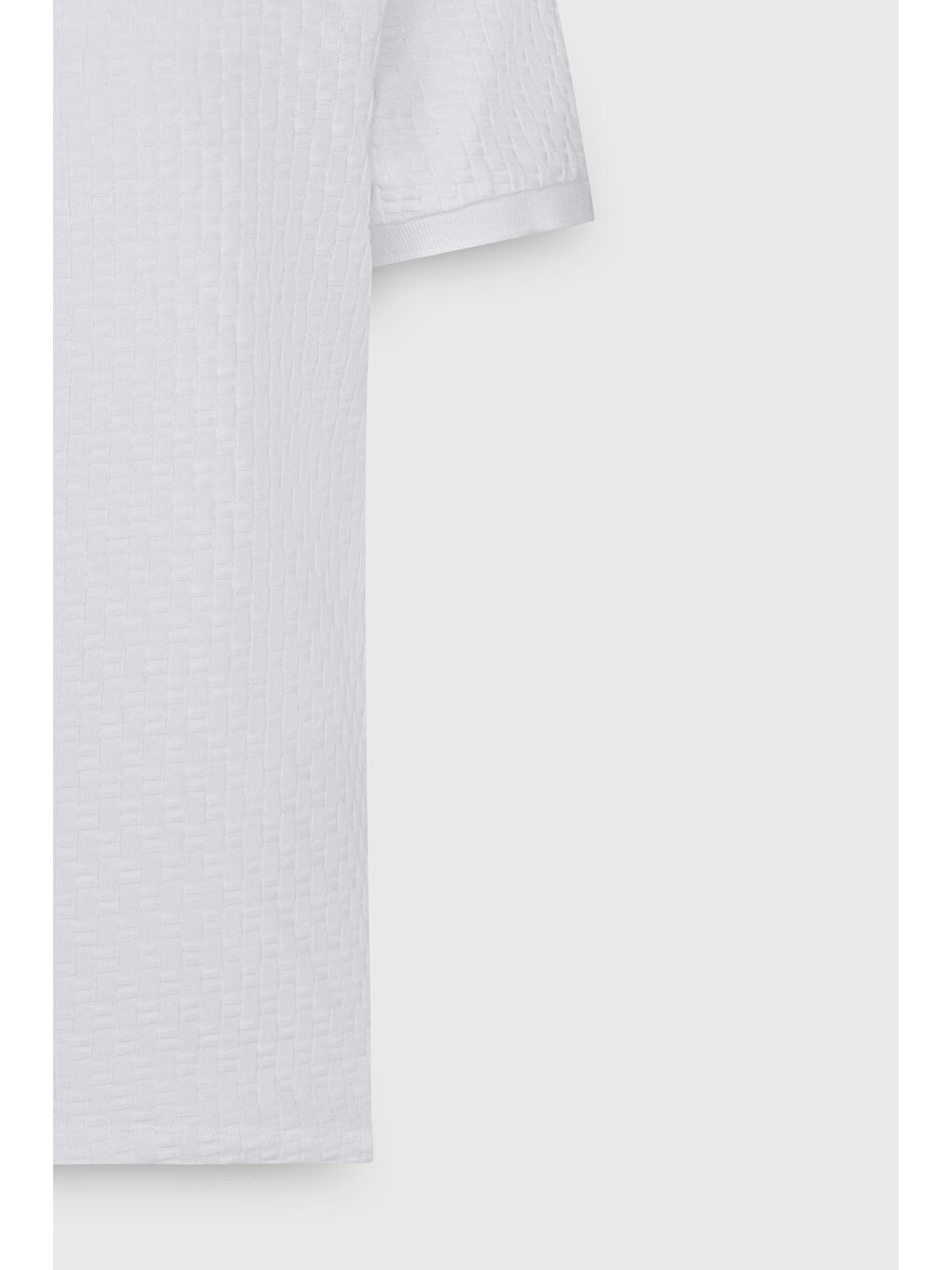 Erkek Beyaz Dar Kesim Polo Yaka Jakarlı Tişört-7