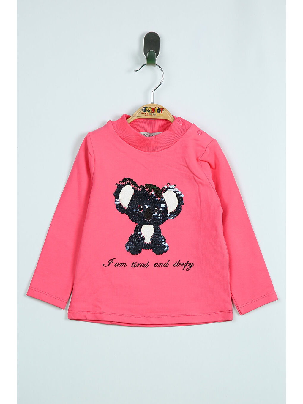 Fuşya Kız Bebek Panda Nakışlı T-Shirt