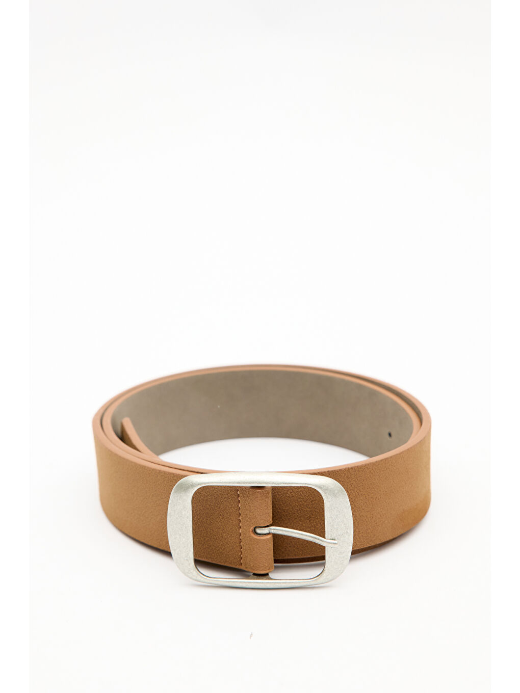 Kahverengi Süet Görünümlü Tokalı Kemer Camel