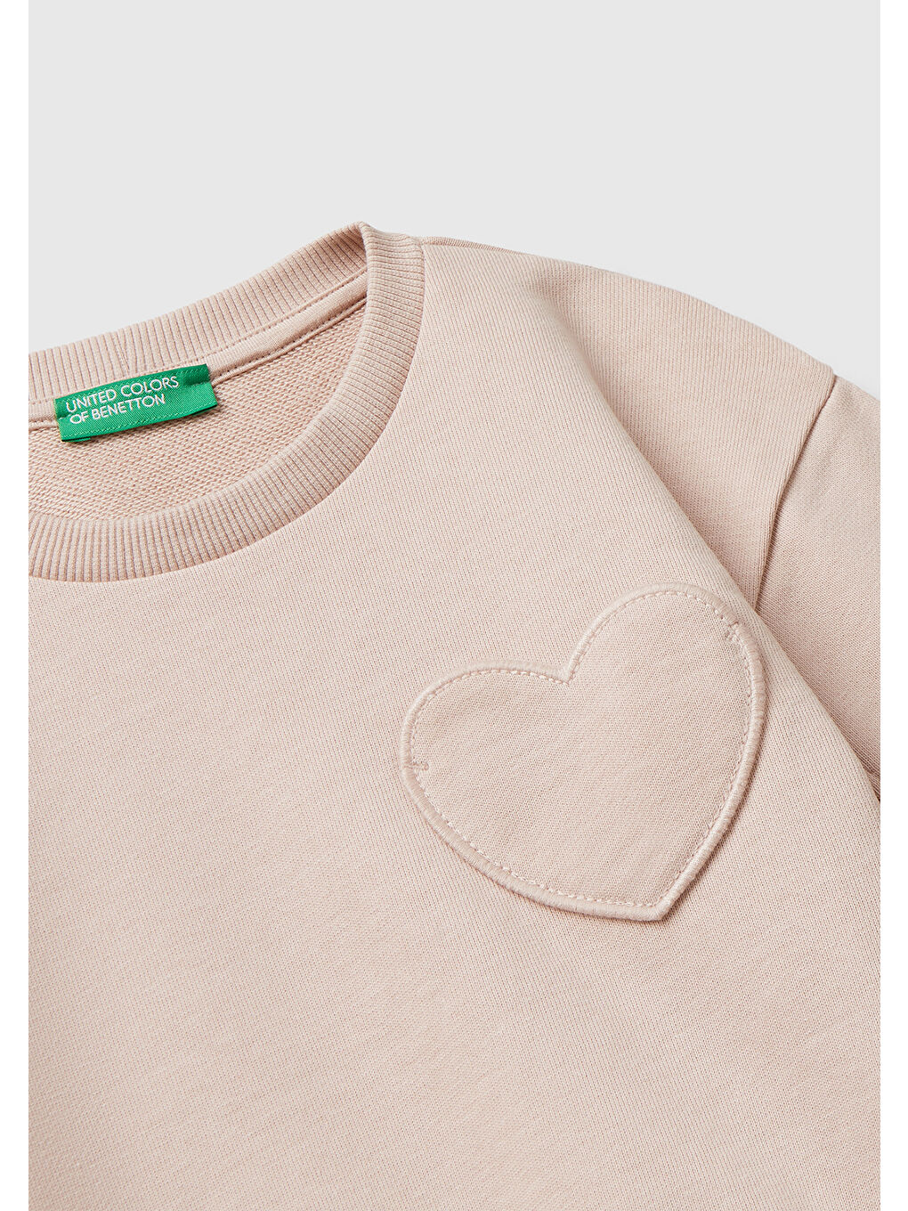 Kız Çocuk Toz Pembe Dikiş Detaylı Kalpli Yama Cepli Regular Fit Sweatshirt-2