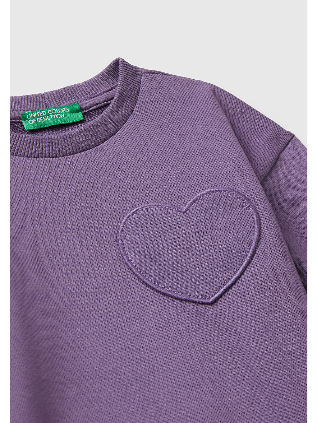 Kız Çocuk Mor Dikiş Detaylı Kalpli Yama Cepli Regular Fit Sweatshirt-2
