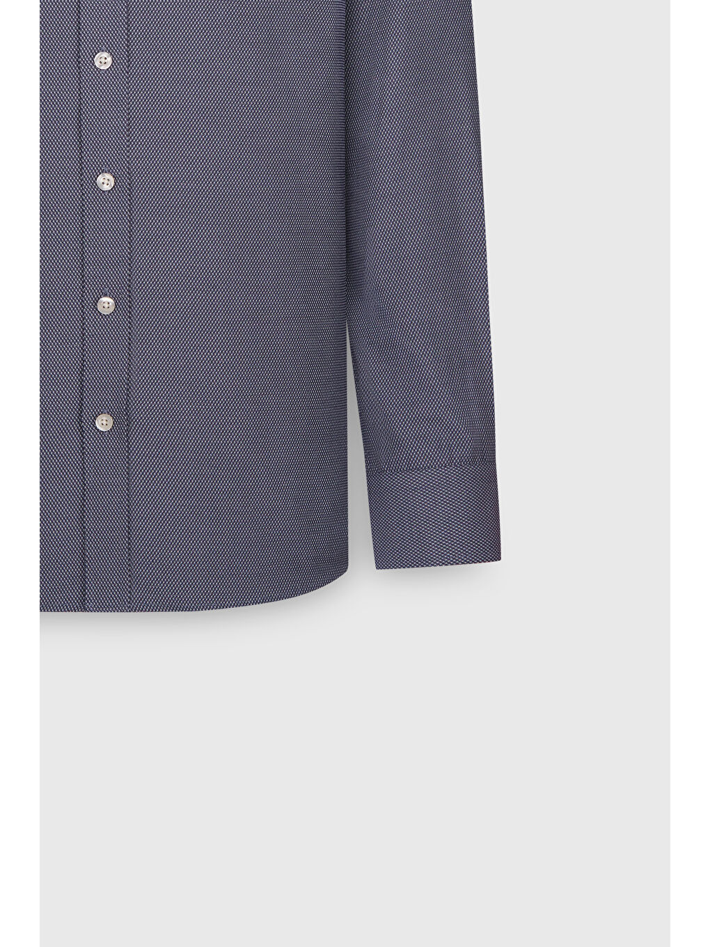 Erkek Lacivert Pamuklu Oxford Regular Fit Rahat Kesim Klasik Yaka Armürlü Gömlek-2