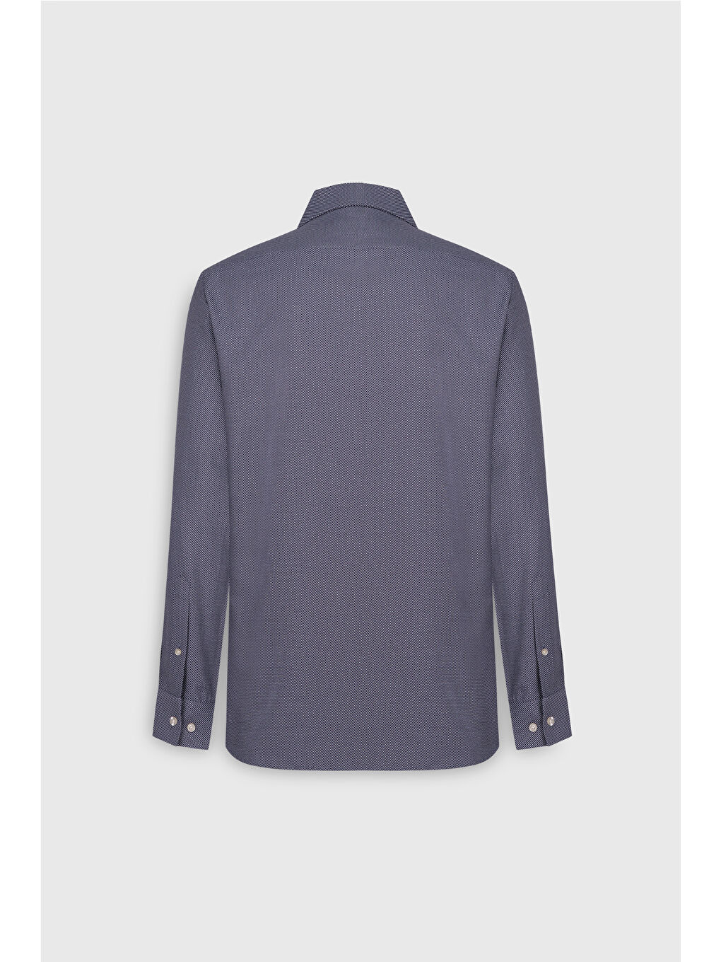 Erkek Lacivert Pamuklu Oxford Regular Fit Rahat Kesim Klasik Yaka Armürlü Gömlek-3