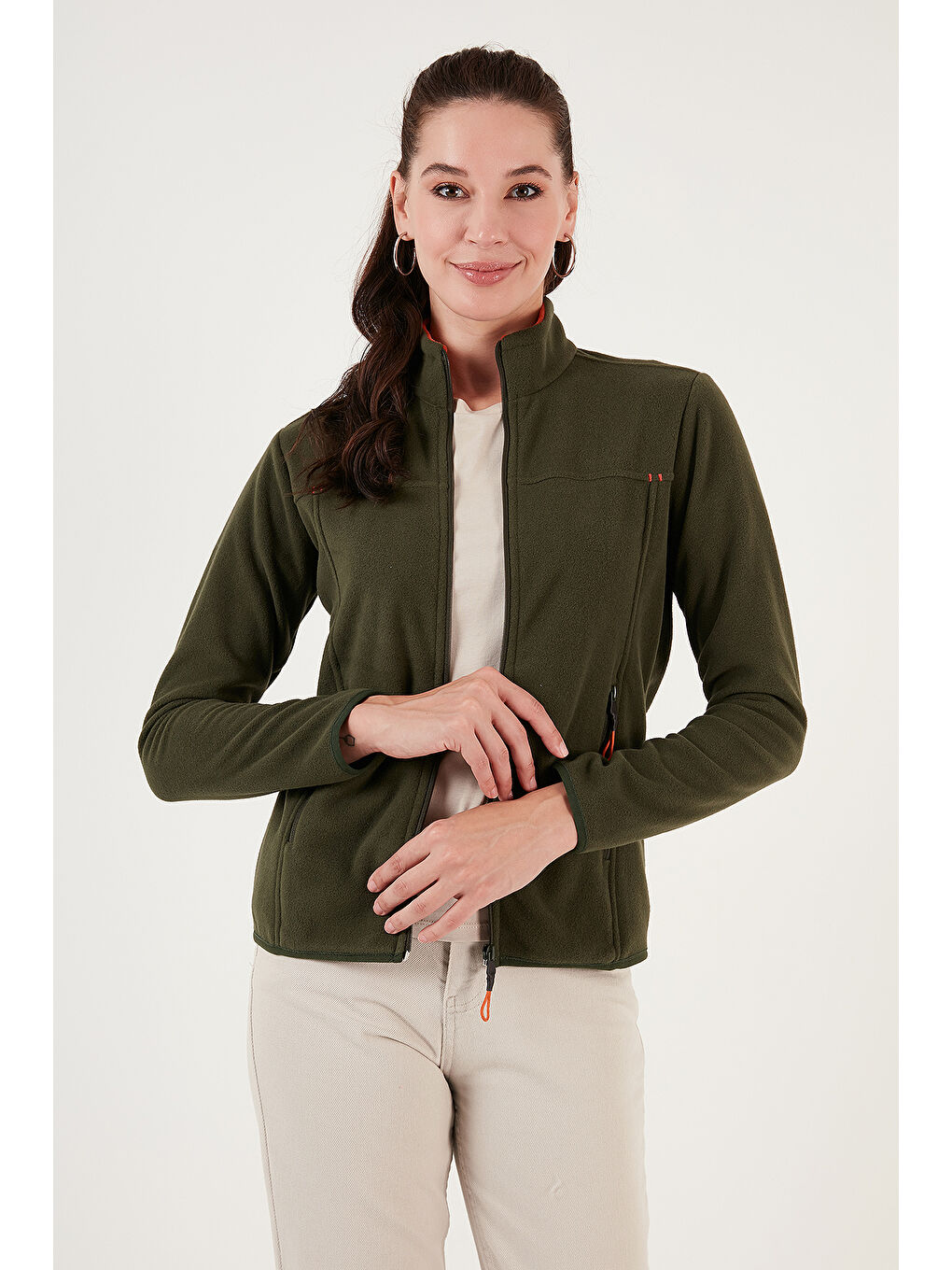 Haki Slim Fit Anti-Pilling Tüylenme Yapmayan Fermuarlı Cepli Hırka 2' li Paket Polar 5907002S2-1