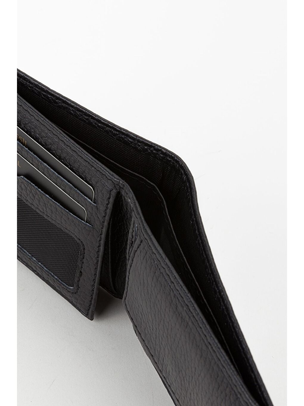 Kutulu Hakiki Deri Yatay Siyah Küçük Boy Erkek El Portföyü Cüzdan-1