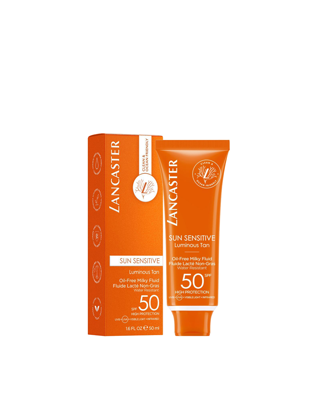 Lancaster Renksiz Sun Sensitive Oil Free Milky Fluid SPF50 Güneş Koruyucu Süt 50ml