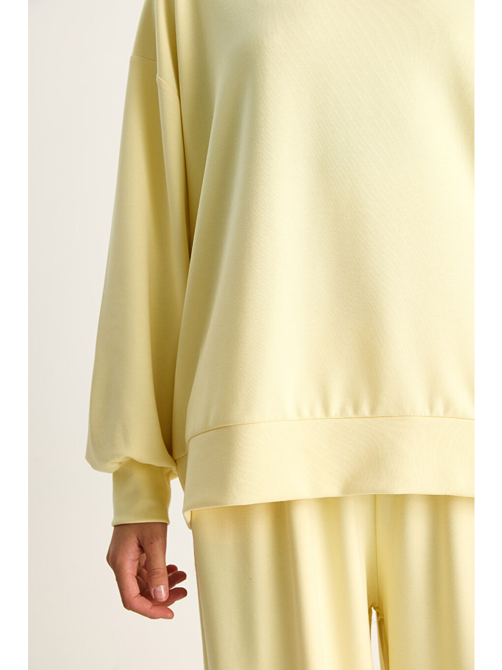 Sarı Kadın Bisiklet Yaka Oversize Alt-üst Takım-7