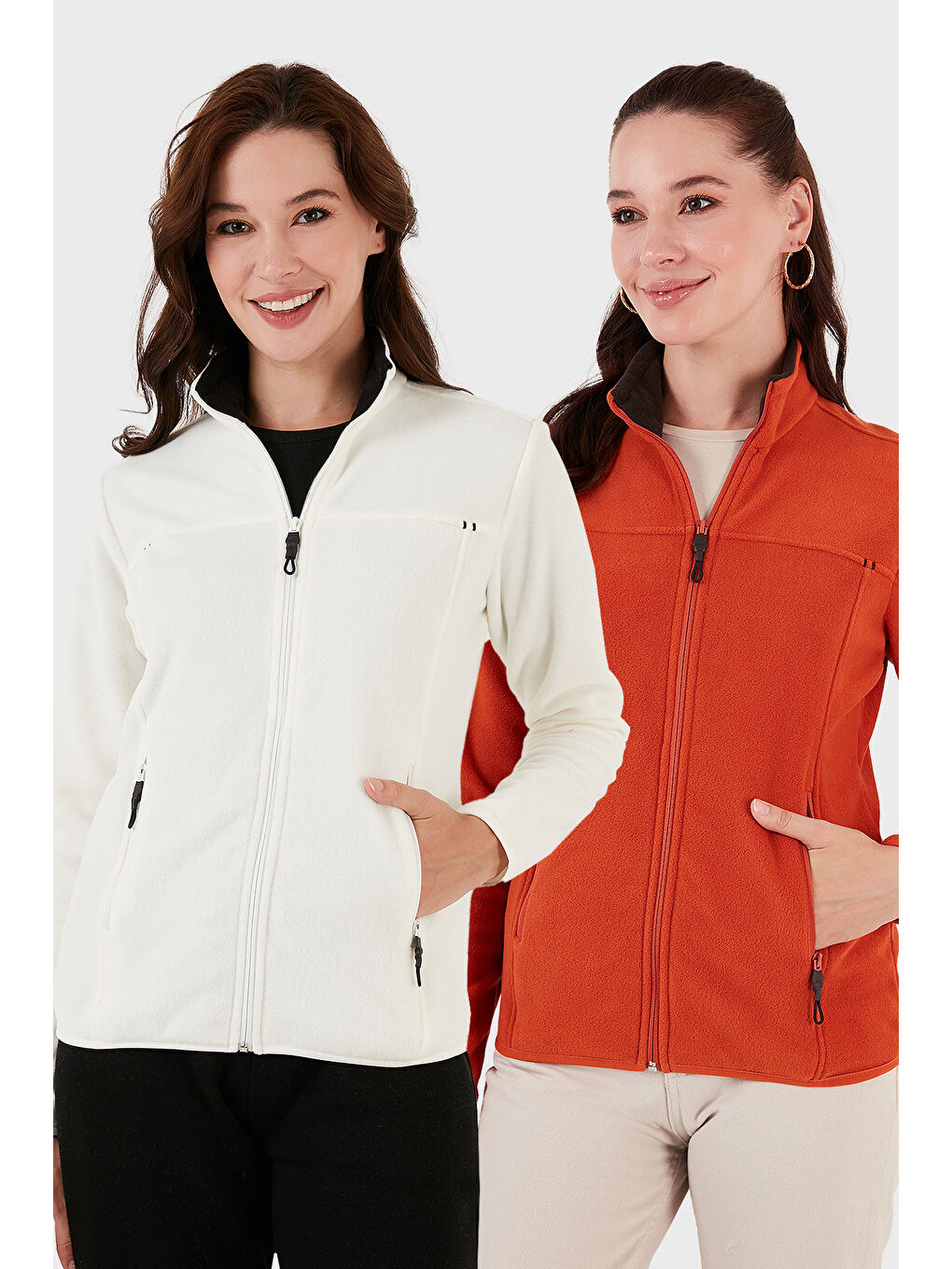 Lila Slim Fit Anti-Pilling Tüylenme Yapmayan Fermuarlı Cepli Hırka 2' li Paket Polar 5907002S2