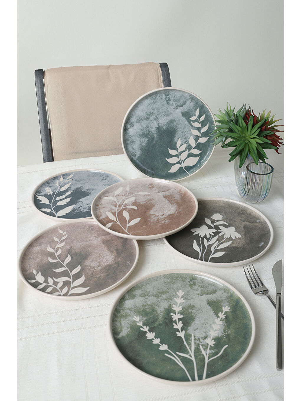 Karışık Deep Flowers Nordıc Pasta Tabağı 22 Cm 6 Adet-1