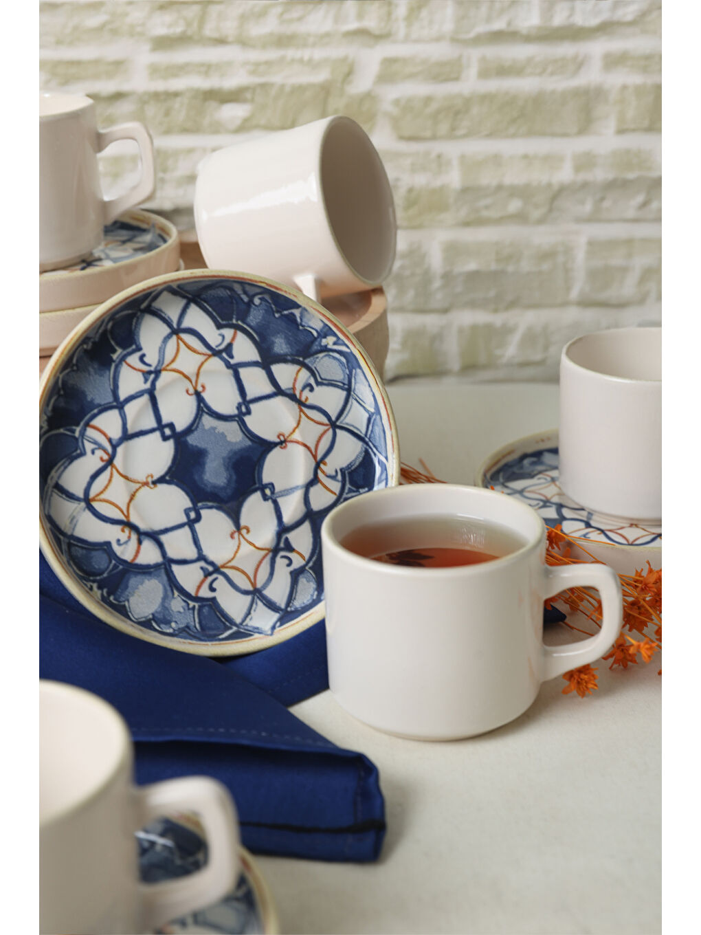 Karışık Wave Flow Stackable Çay Takımı 12 Parça 6 Kişilik-2