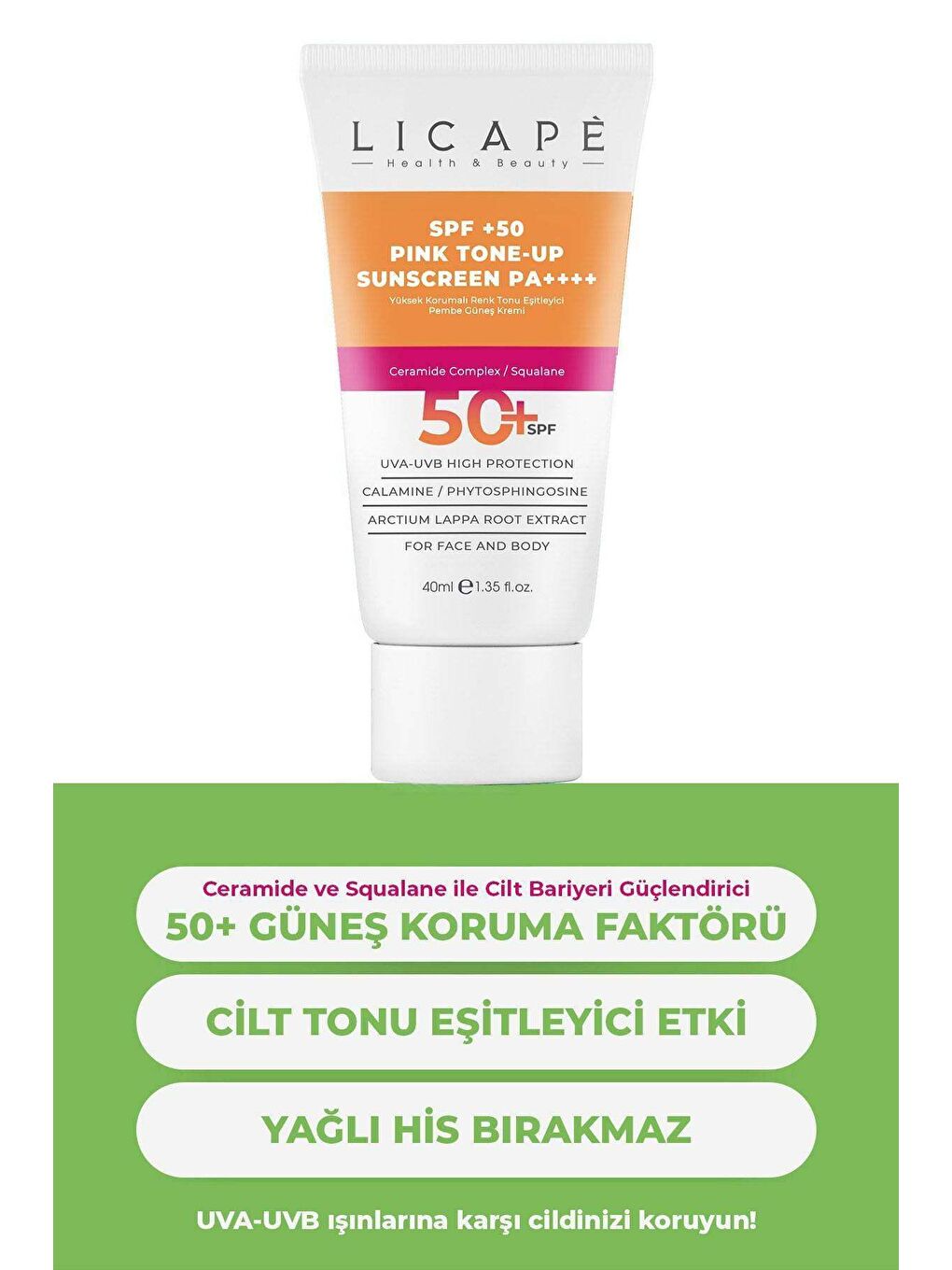 Licape Pembe Yüksek Korumalı Renk Tonu Eşitleyici Pembe Güneş Kremi 40 ml