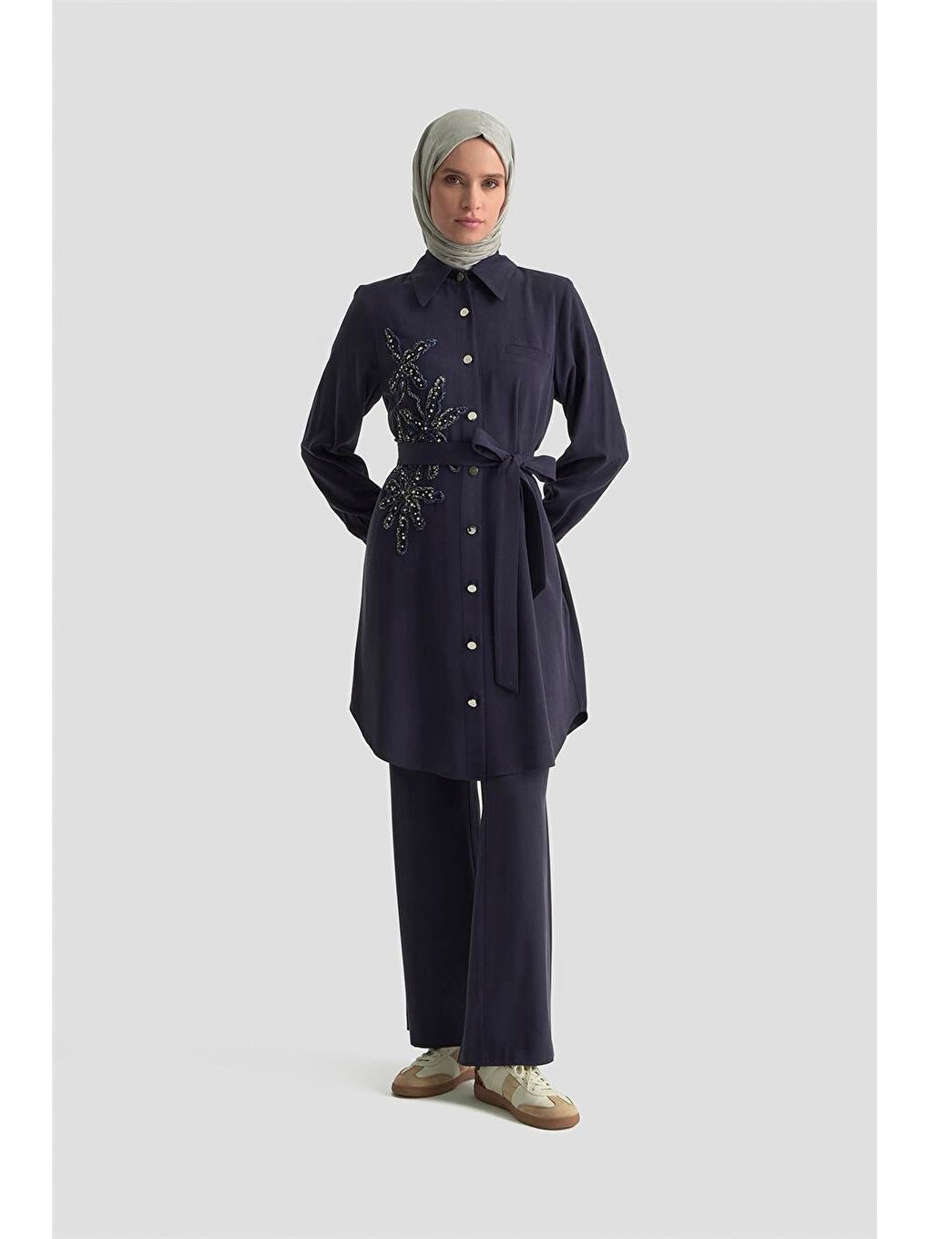 Taş İşlemeli Takım 25Kd2104 Lacivert