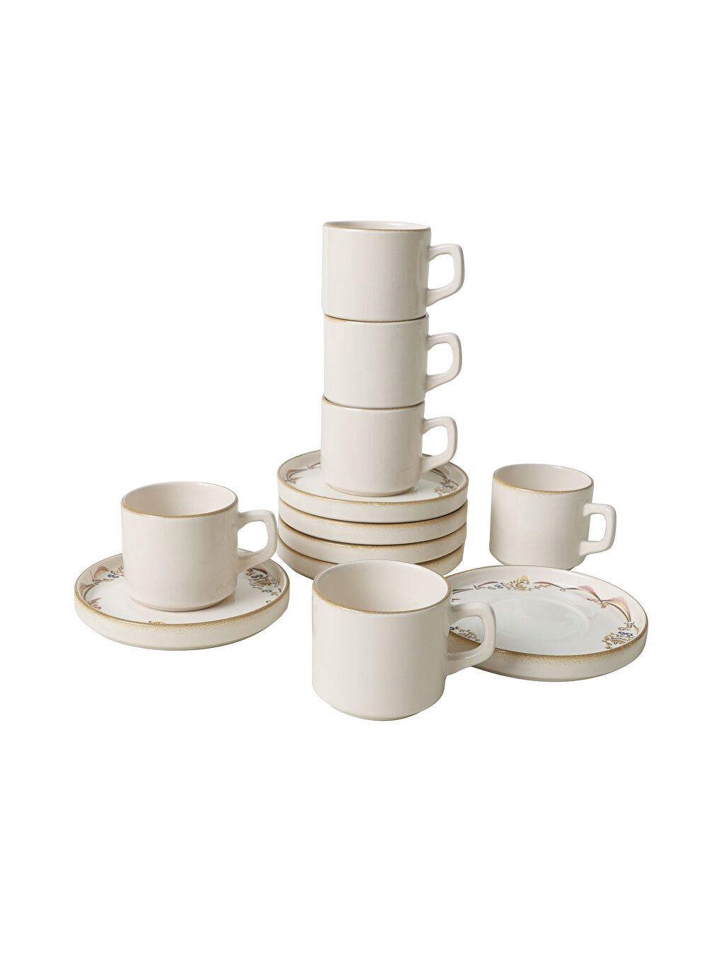 Karışık Bronze Bloom  Stackable Çay Takımı 12 Parça 6 Kişilik-3