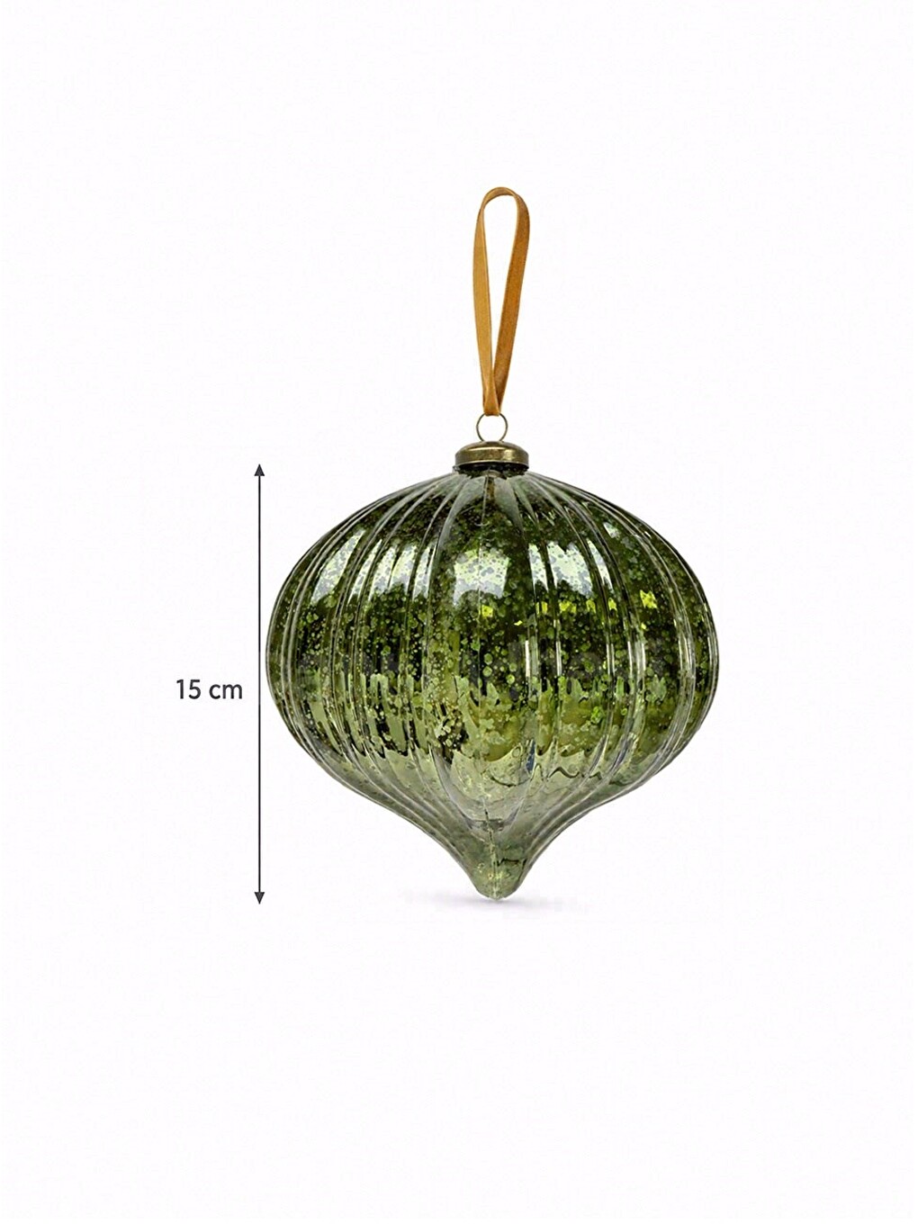 Yılbaşı Topu Yeşil Cam Görünümlü – Damla Form Vintage Çam Ağacı Süsü 15 Cm-2