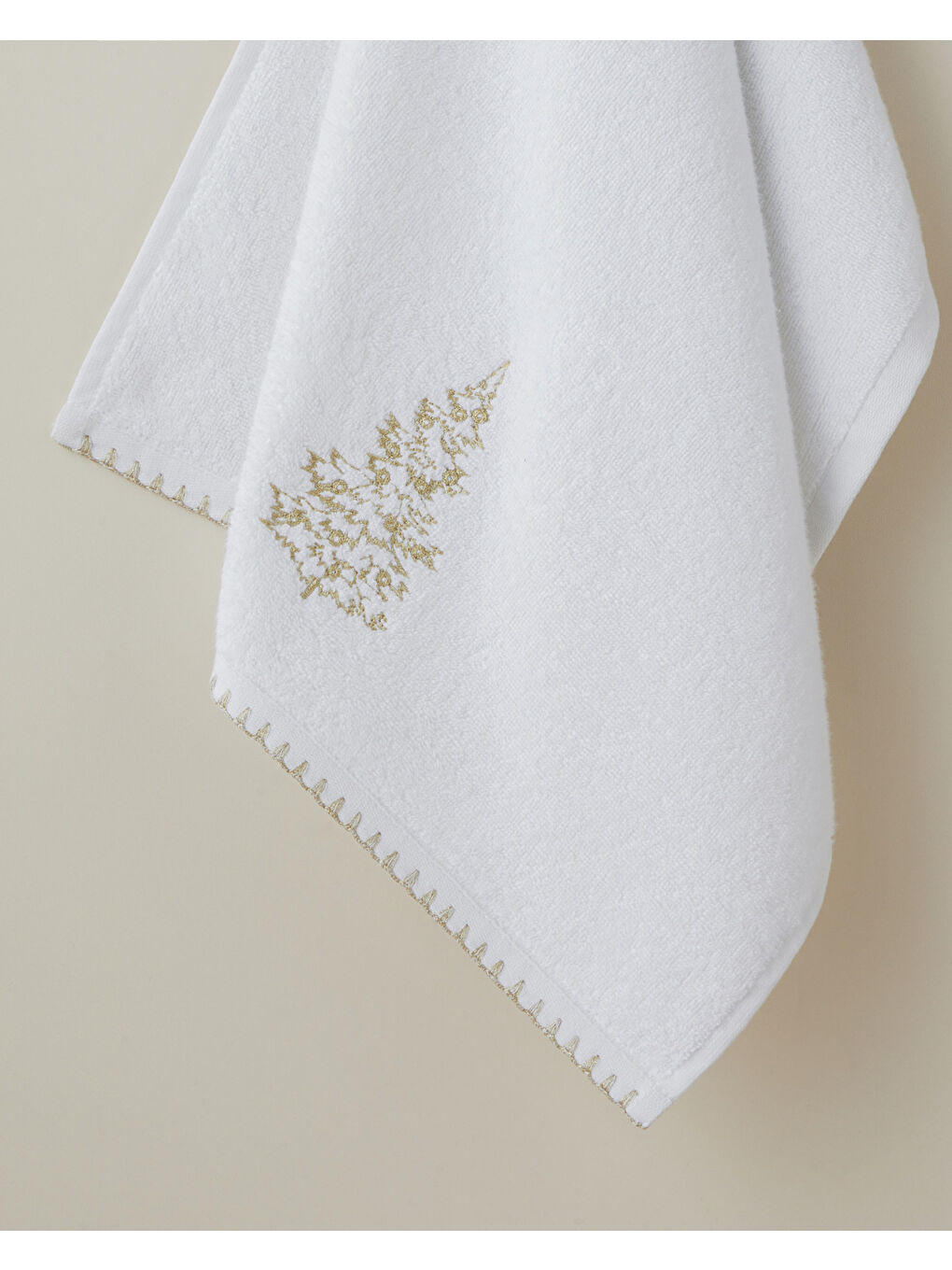 Golden Pine Pamuk Nakışlı Yüz Havlusu 50x80 cm Beyaz-1