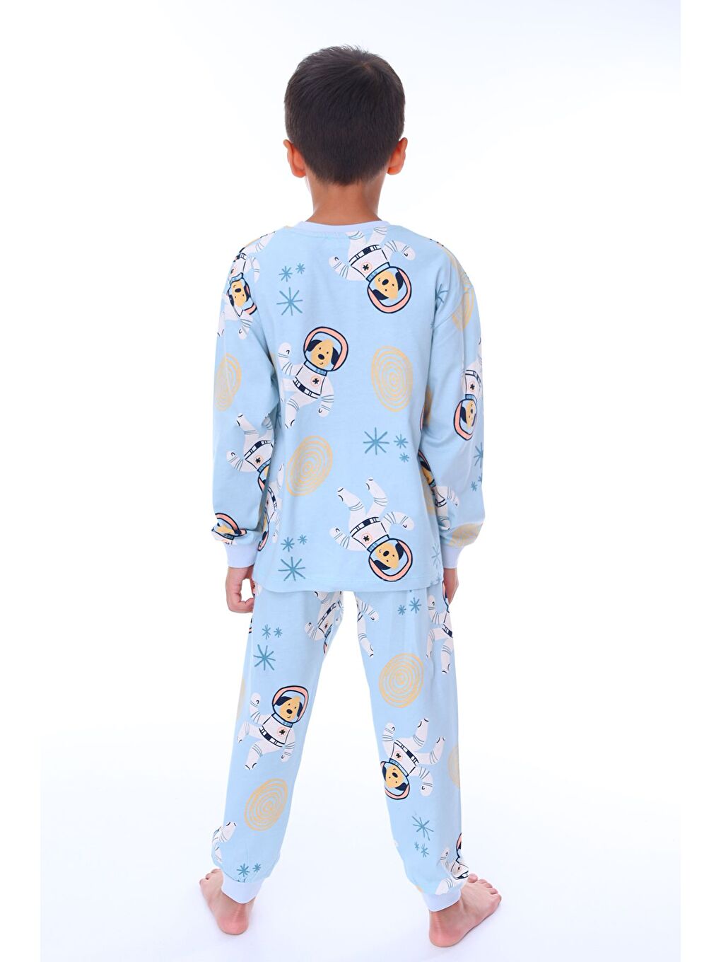 Mavi Sevimli Astronot Bobi Kiremit Çocuk Pijama Takımı-1