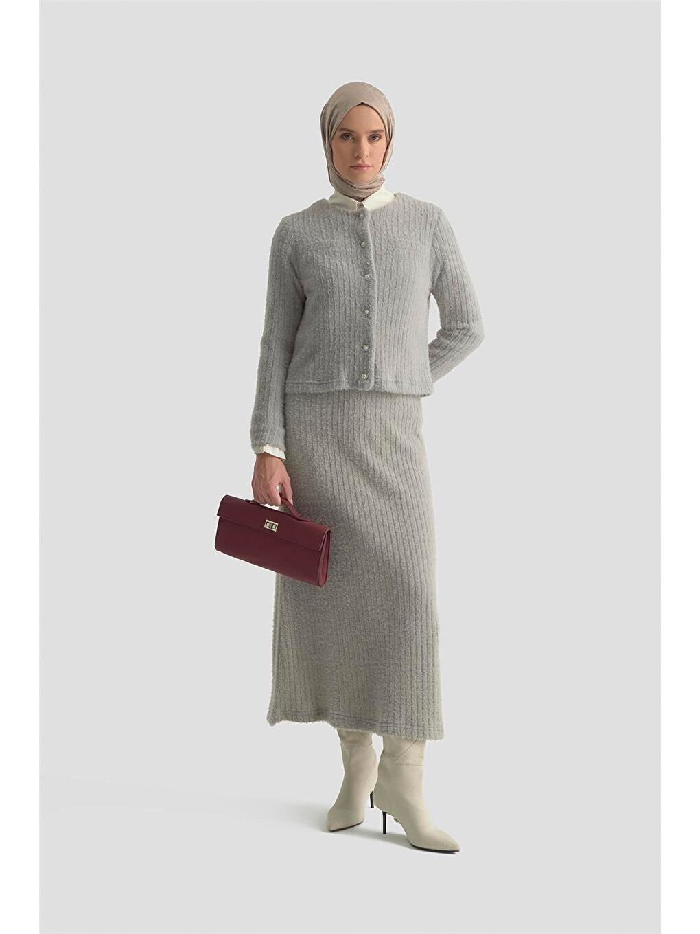 Dokulu Triko Takım 25Kd1801 Gri-1