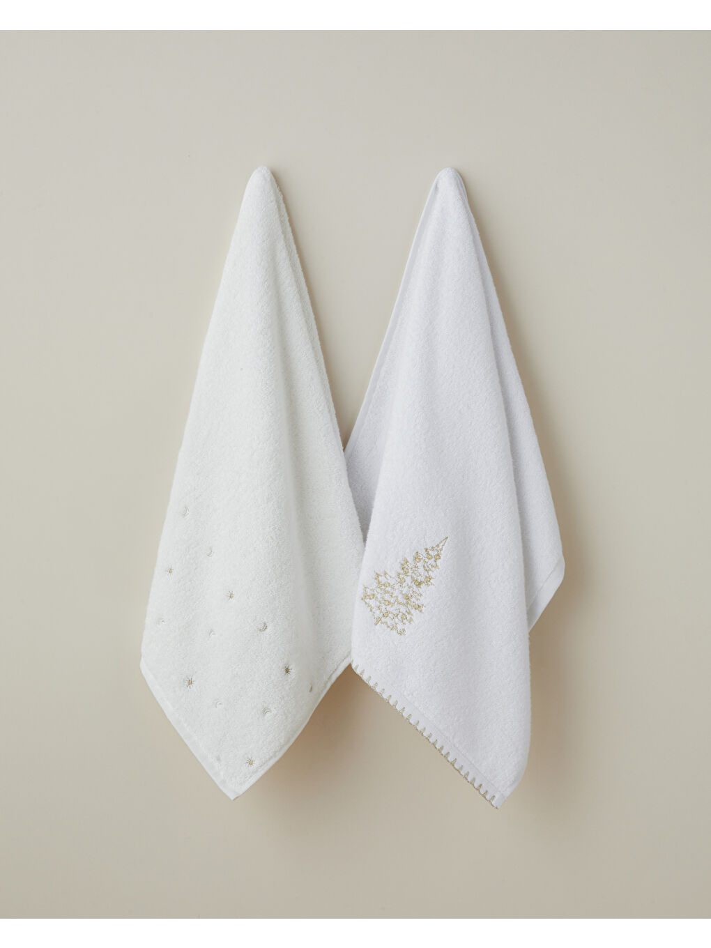 Golden Pine Pamuk Nakışlı Yüz Havlusu 50x80 cm Beyaz-2