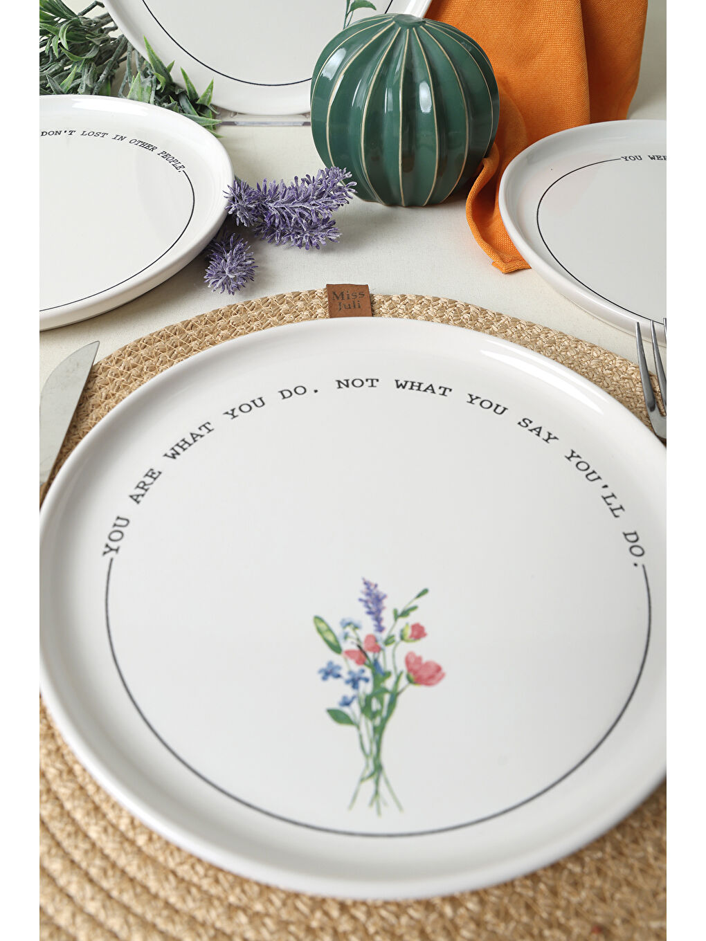 Keramika Karişik Motto Bloom Nordıc Pasta Tabağı 22 Cm 4 Adet - 3