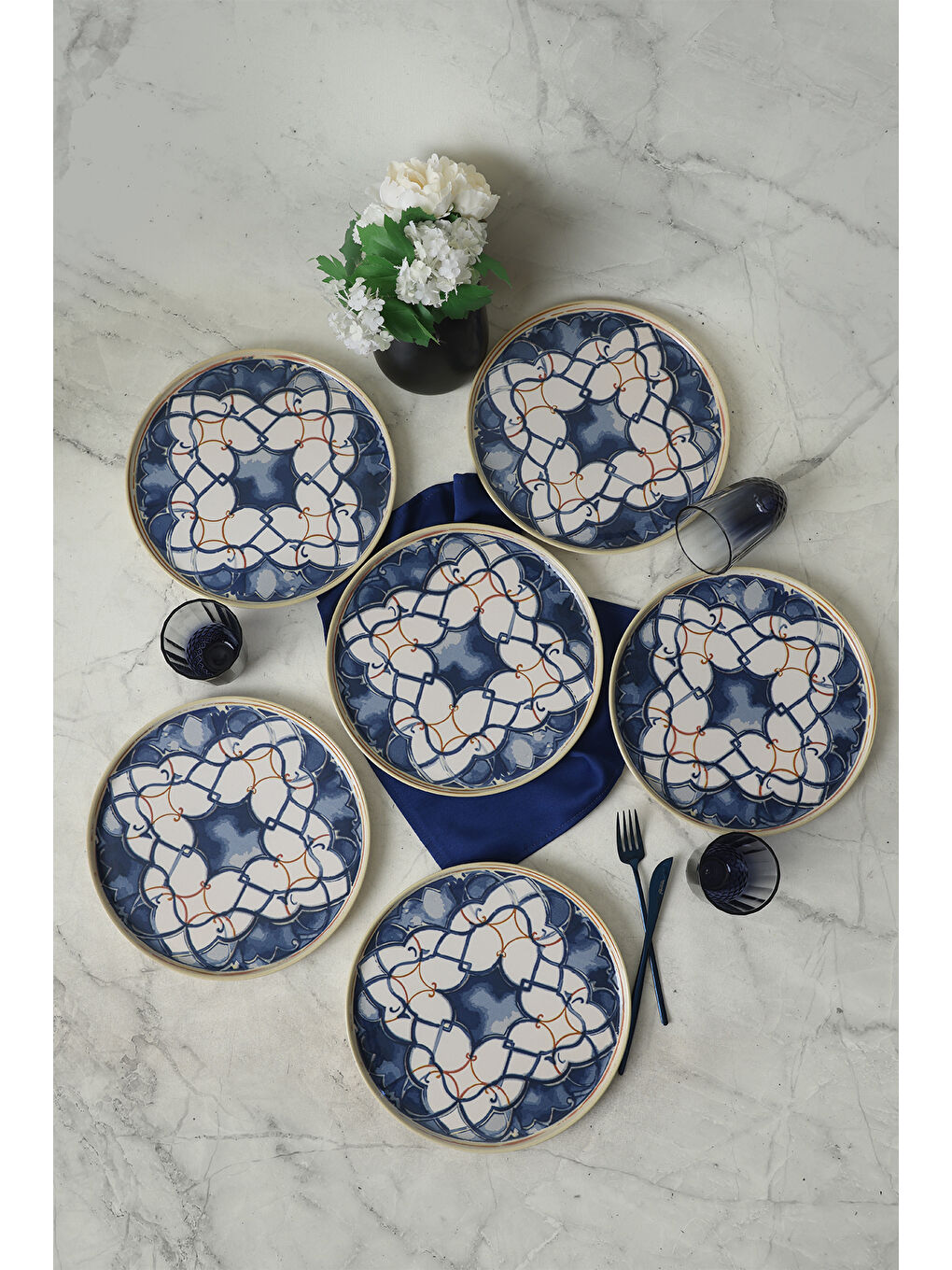 Keramika Karişik Wave Flow Nordic Servis Tabağı 28 cm 6 Adet - 3