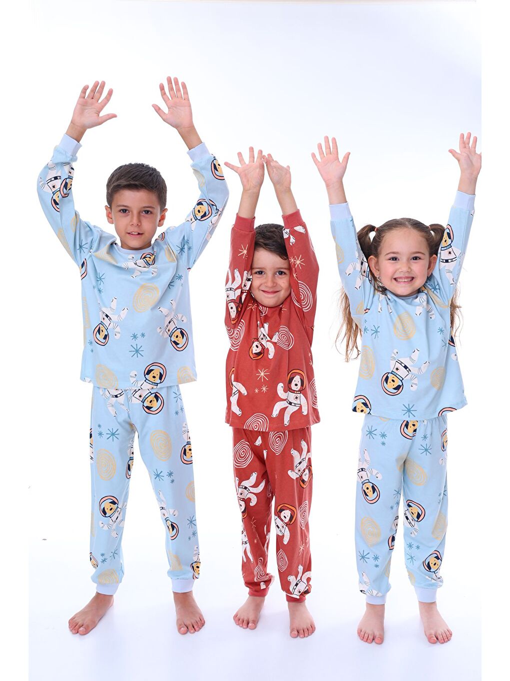 Mavi Sevimli Astronot Bobi Kiremit Çocuk Pijama Takımı-3