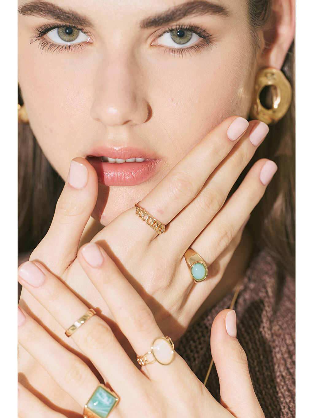 Sarı Firuz Yüzük Seti Gold