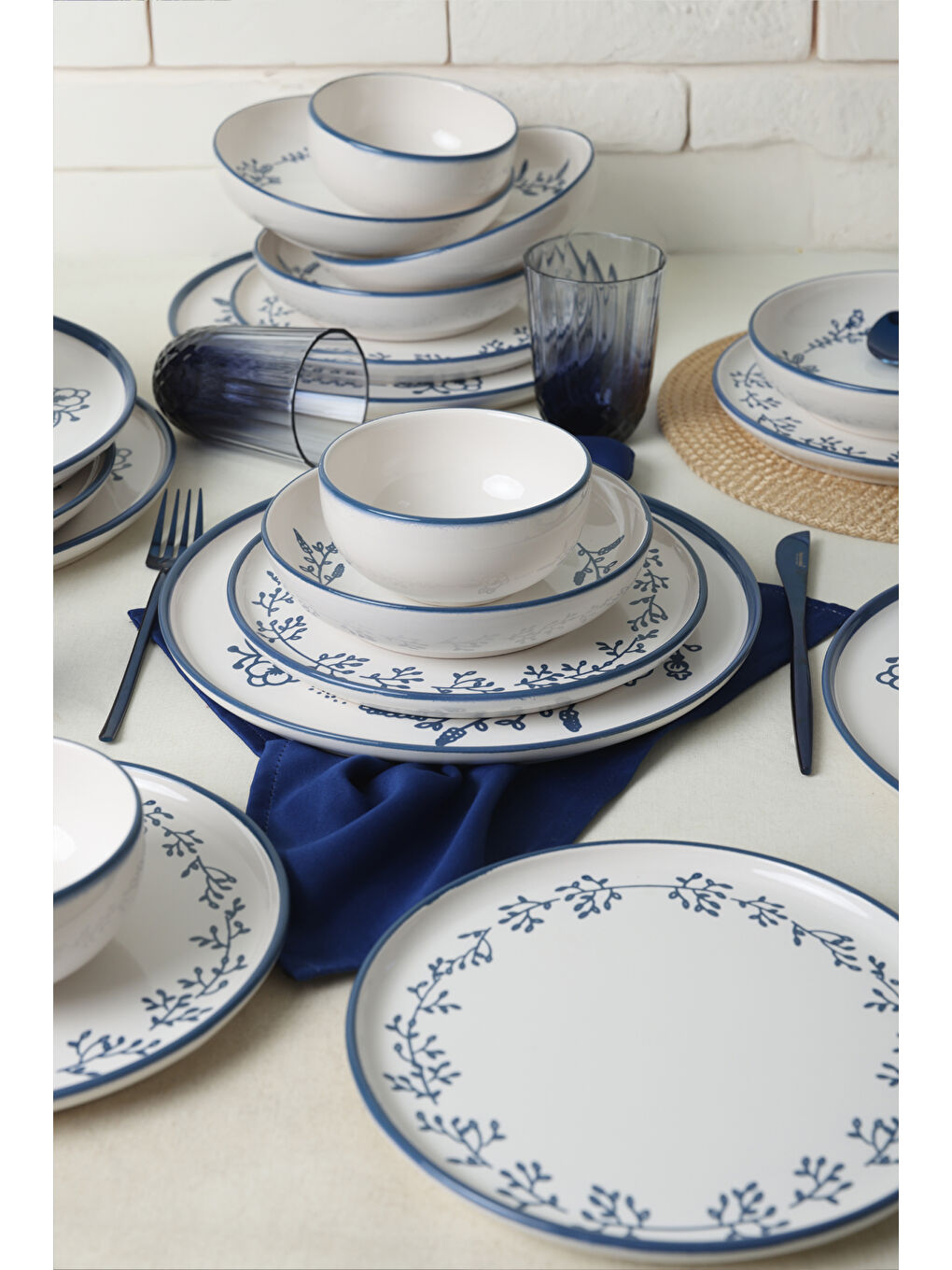 Karışık Blue Bloom Yemek Takımı 24 Parça 6 Kişilik-1