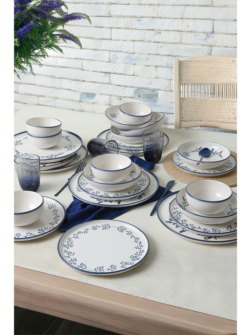 Karışık Blue Bloom Yemek Takımı 24 Parça 6 Kişilik-2