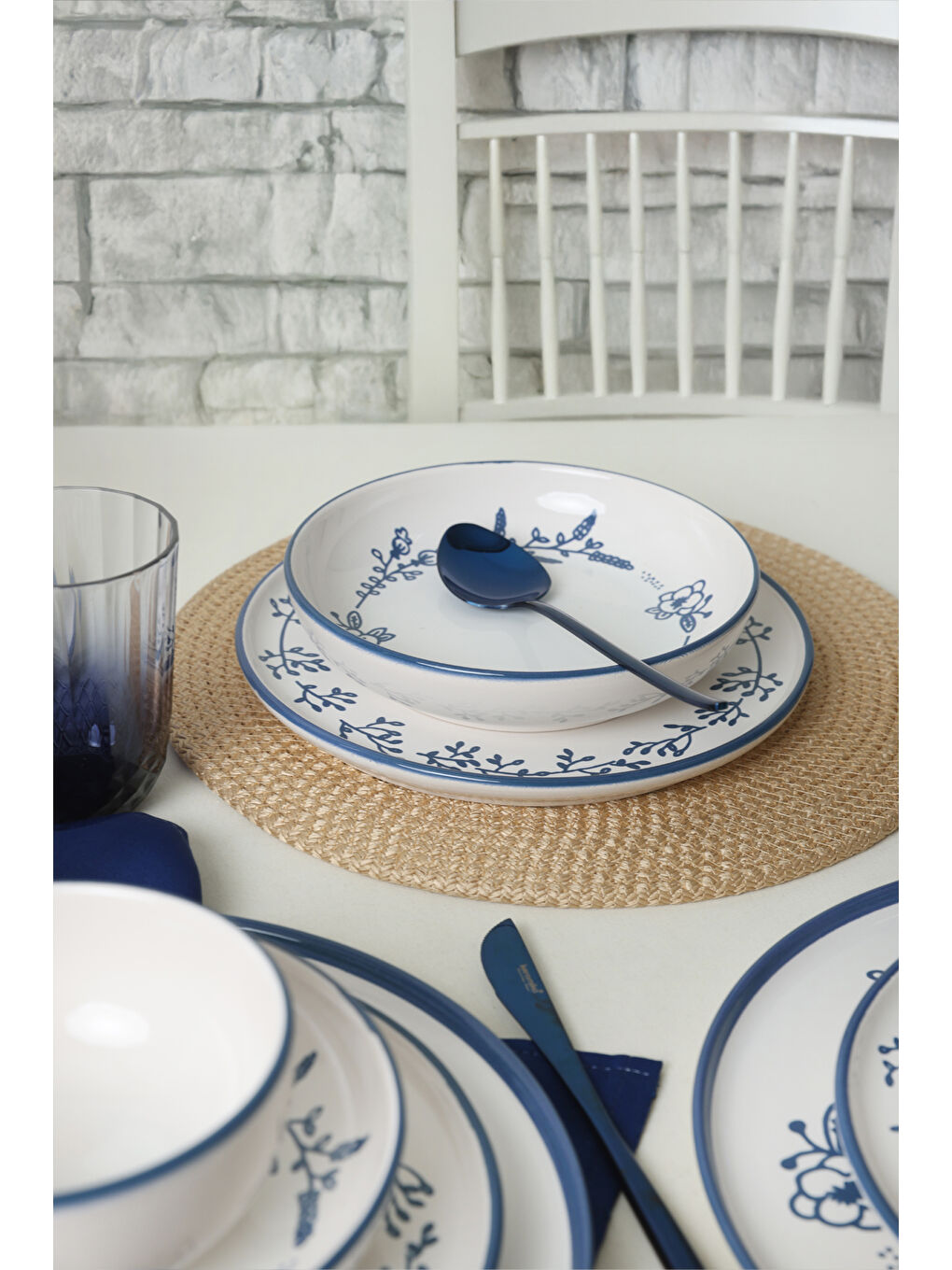 Karışık Blue Bloom Yemek Takımı 24 Parça 6 Kişilik-3