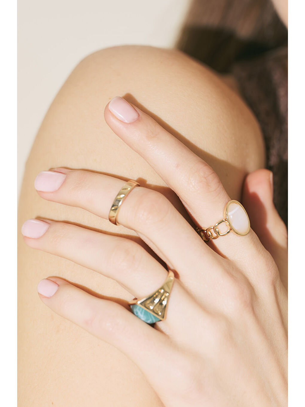 Sarı Firuz Yüzük Seti Gold-2