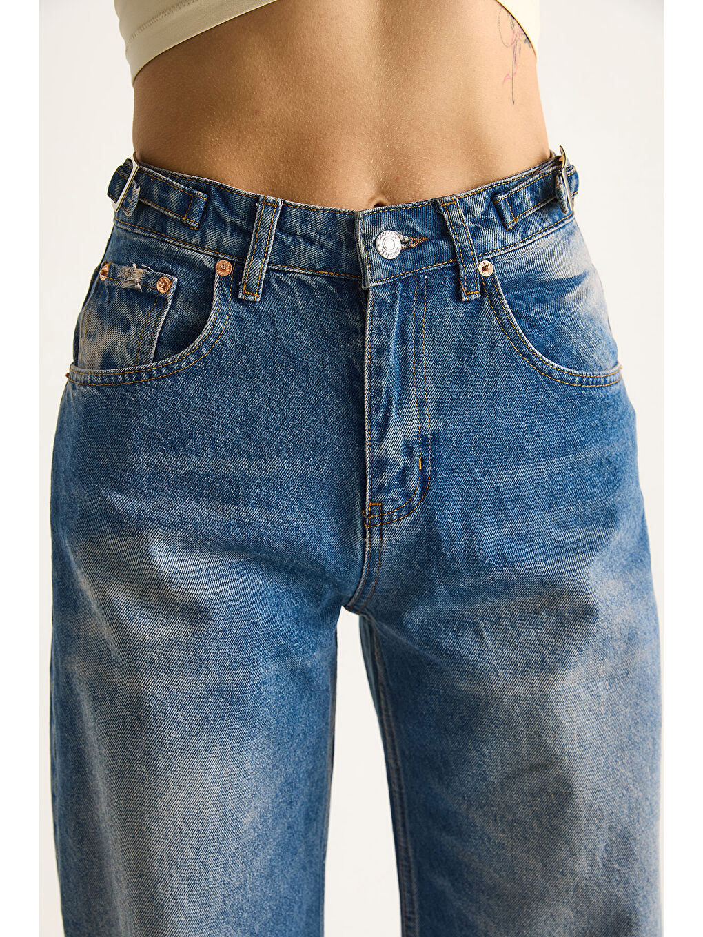 Mavi Kadın Yandan Tokalı Denim Pantolon-6