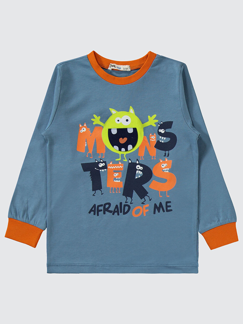 Turuncu Boys Erkek Çocuk Pijama Takımı 2-5 Yaş Koyu Oranj-2