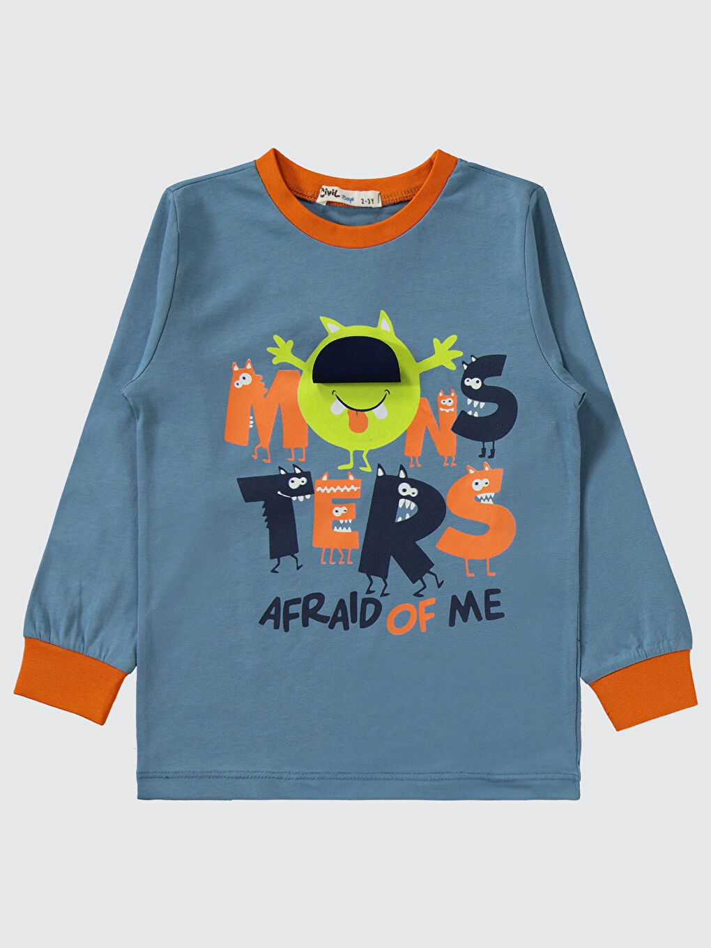 Turuncu Boys Erkek Çocuk Pijama Takımı 2-5 Yaş Koyu Oranj-3