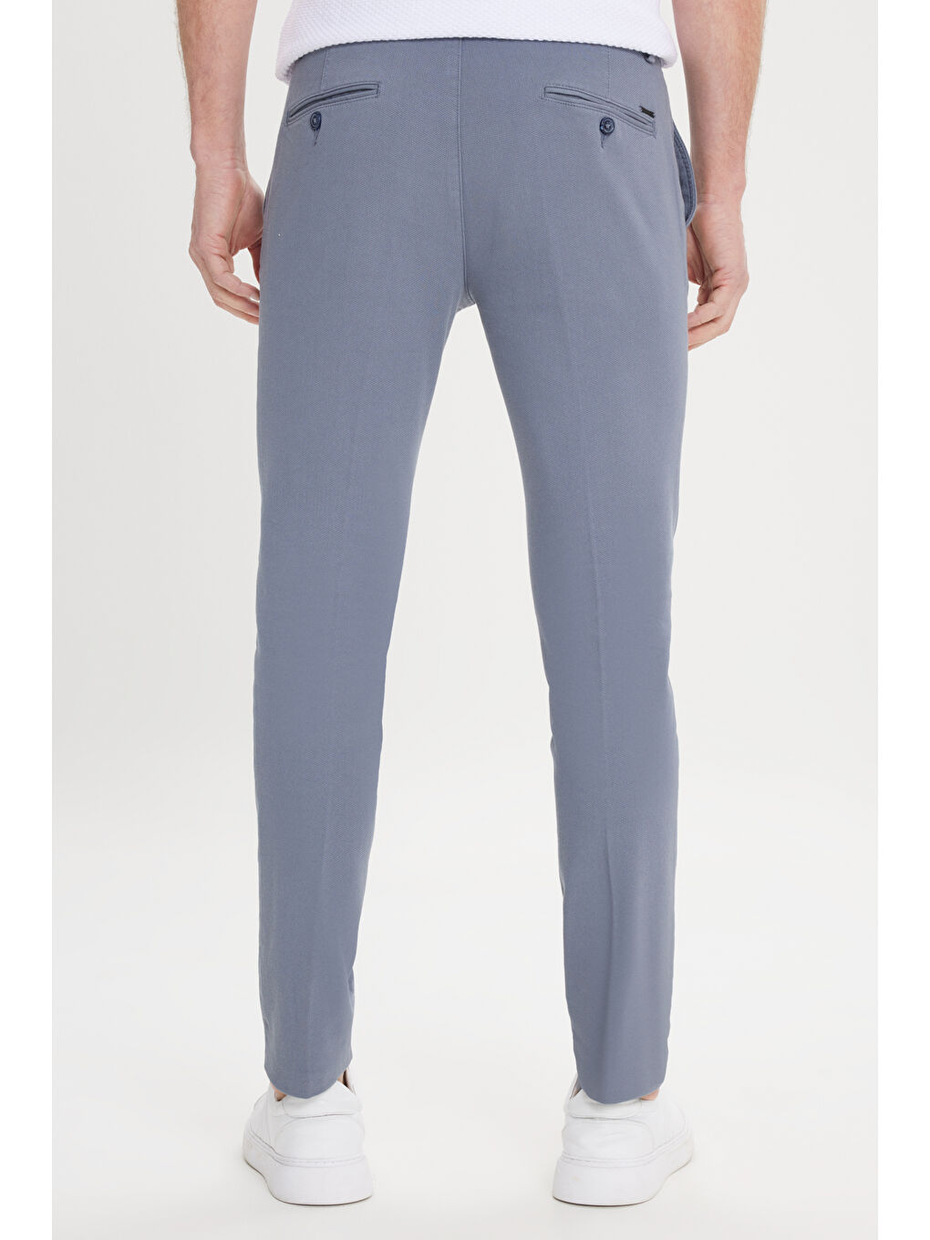 Erkek Petrol Slim Fit Dar Kesim Yan Cepli Pamuklu Esnek Armürlü Pantolon-1